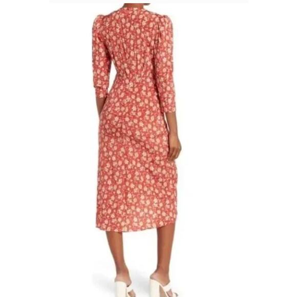 Veronica Beard Mary Silk Ditsy Floral Ruched Midi Dresss Size 2 NWOT - Picture 3 of 7